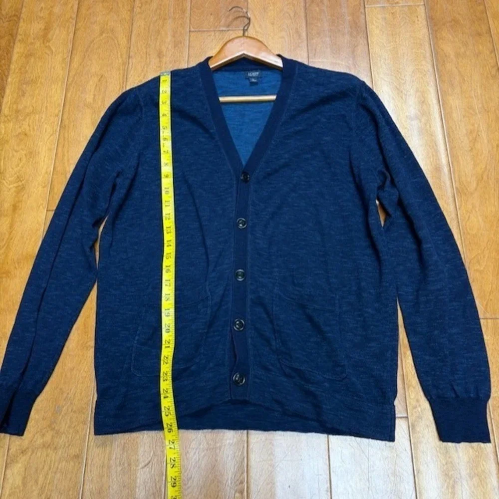 J CREW New York Mens Blue Cotton Cardigan Size L Classic Button Preppy Academia